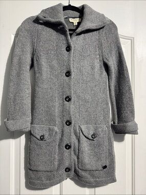 Burberry London Button Up Cardigan XS Grey Wool Cashmere Blend Luxury Cozy